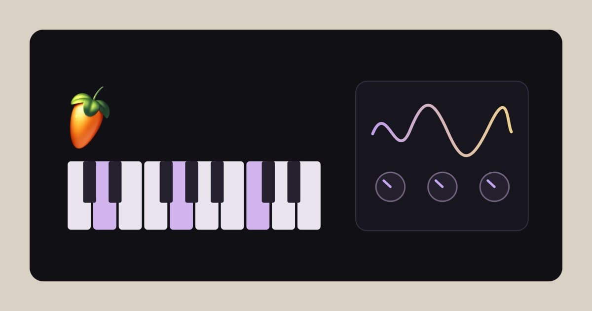 Strumenti virtuali per FL Studio: tastiera e onda di un sintetizzatore per scegliere i suoni di un beat.